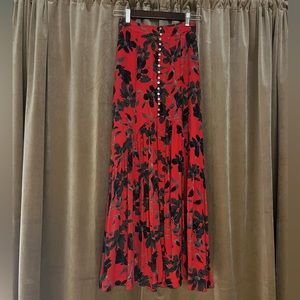 Free People High Waisted Red Floral Maxi Skirt